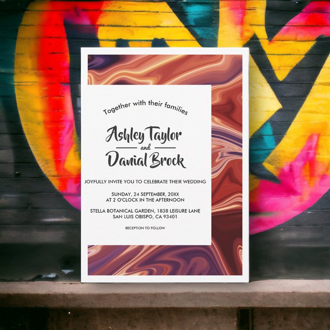 Convites Casamento Elegante de Arte Mínima Moderna Abstrato (Criador carregado)