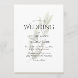 Convites Casamento Elegante de Beige Watercolor Greenery