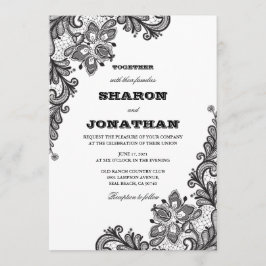Convites Casamento Elegante de Black Vintage Lace