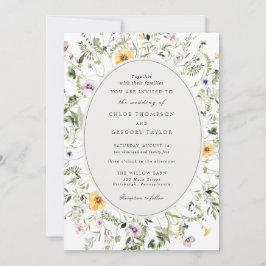 Convites Casamento Elegante de Boho Amarelo de Floresta Sel