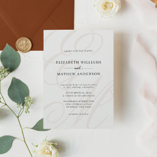 Convites Casamento Elegante de Calliografia Terracotta Mono