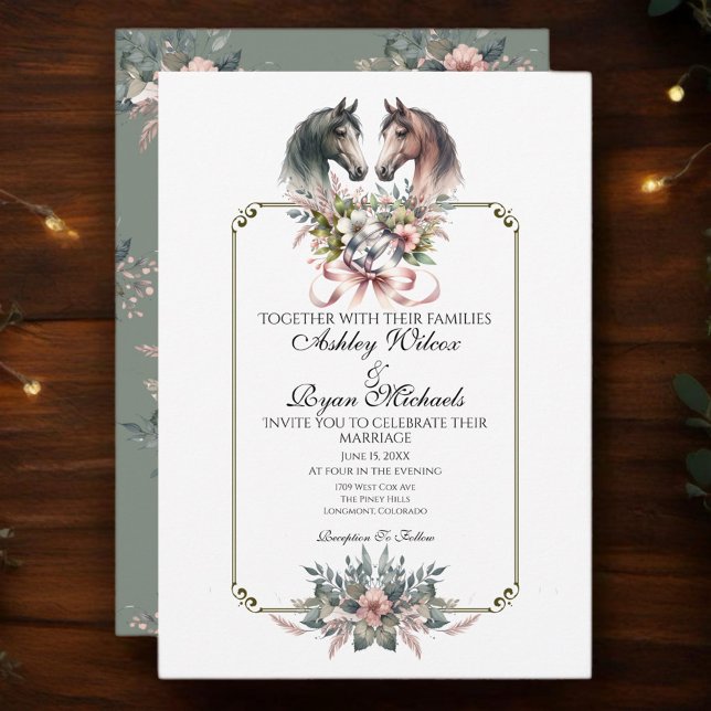 Convites Casamento Elegante de Cavalo de Primavera (Enjoy this beautiful collection of elegant watercolor designs.)