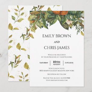 Convites Casamento Elegante De Citrus Greenery