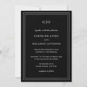 Convites Casamento elegante de código QR preto clássico