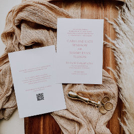 Convites Casamento elegante de código QR rosa limpo