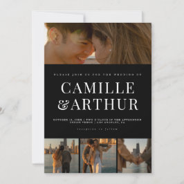 Convites Casamento Elegante de Colagem de Fotos Moderna