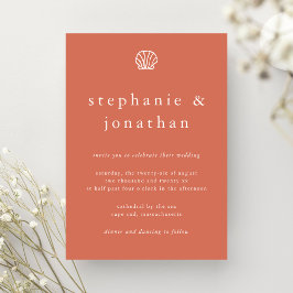 Convites Casamento Elegante de Coral de Praia Costeira Terr