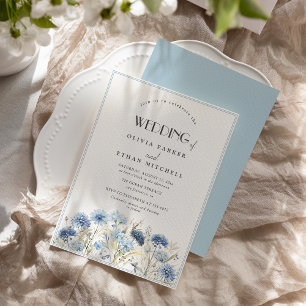 Convites Casamento Elegante de Cornflower Azul DUSTY