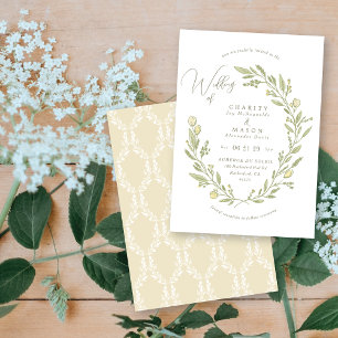 Convites Casamento Elegante de Crest Floral Branca Crise Ro