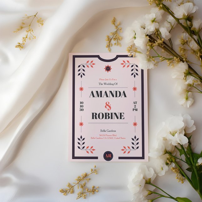 Convites Casamento Elegante de Ética Chic Minimalista (Criador carregado)