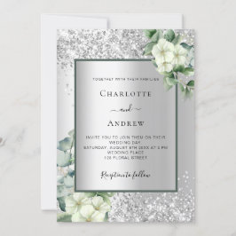 Convites Casamento elegante de eucalipto floral branco prat