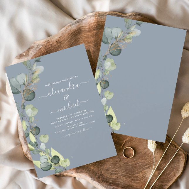 Convites Casamento Elegante de Eucalyptus Greenery Dusty (Criador carregado)