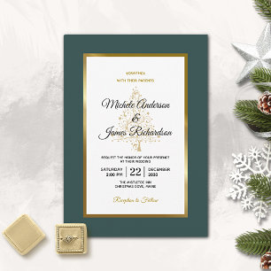 Convites Casamento Elegante de Férias de Inverno Esmeralda