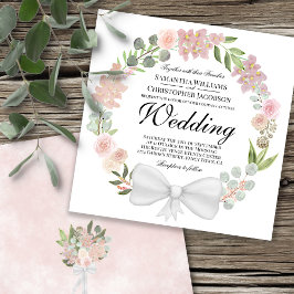 Convites Casamento Elegante De Fita Floral Cor-De-Água Rosa