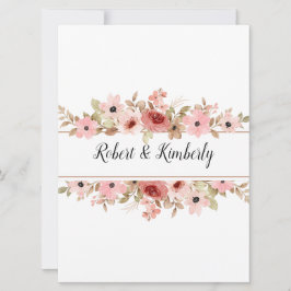 Convites Casamento Elegante de Flor Rosa ELLE