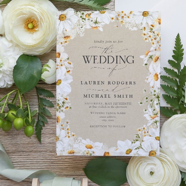 Convites Casamento Elegante de Flores de Aquarela Rustic Da (Wedding Invitation)