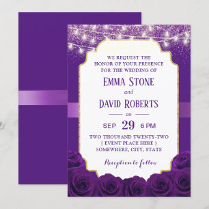 Convites Casamento elegante de Flores Rosa violetas roxas m