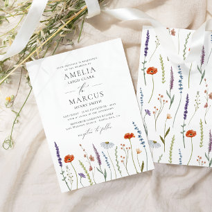 Convites Casamento Elegante de Flores Silvestres