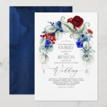 Casamento Elegante de Flores Vermelhas marinhos e 
