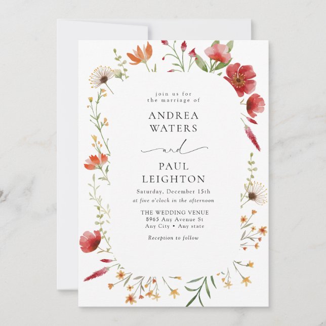 Convites Casamento Elegante de Florestas Selvagens (Frente)