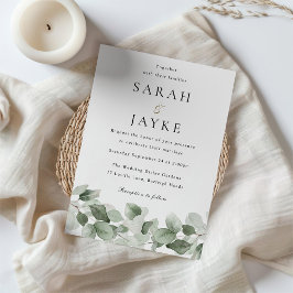 Convites Casamento Elegante de Folha Verde Moderna em Water