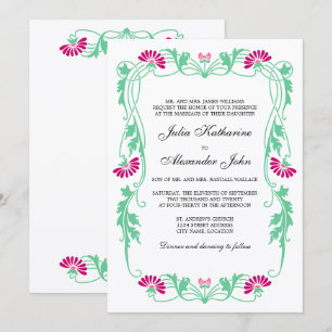 Convites Casamento Elegante de Folhas Florais e Sujeiras