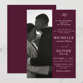 Convites Casamento Elegante de Foto Clássica de Caligrafia