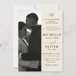 Convites Casamento Elegante de Foto Clássica de Caligrafia