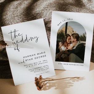 Convites Casamento Elegante de Foto de Arch Moderno Minimal