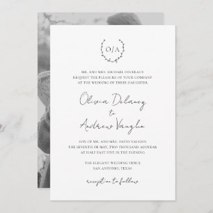 Convites Casamento Elegante de Foto de Festa de Fenda de Mo