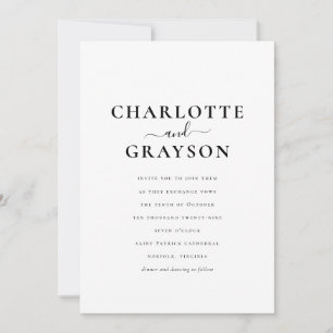 Convites Casamento Elegante de Fotos Mínimas Negra e Branca