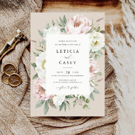 Convites Casamento Elegante de Frame Branca de Blush Blush