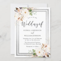 Casamento Elegante de Fronteira de Prata das Flore