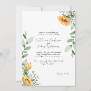 Convites Casamento Elegante de Girassóis Sem Pais