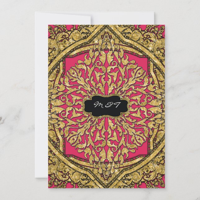 Convites Casamento Elegante de Glitter Dourado com rolagem  (Verso)