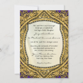 Convites Casamento Elegante de Glitter Dourado com rolagem