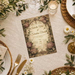 Convites Casamento Elegante de Hortênsias Vintage