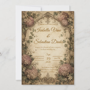 Convites Casamento Elegante de Hortênsias Vintage