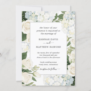 Convites Casamento Elegante de Hydrangea Rosa do Branco Rom