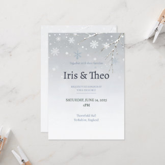 Convites Casamento Elegante de Inverno com Floco de Neve Pr