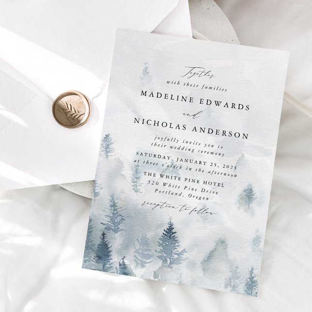 Convites Casamento Elegante de Inverno na Floresta (Criador carregado)