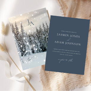 Convites Casamento Elegante de Inverno no Bosque Nevado