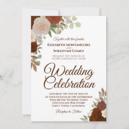 Convites Casamento Elegante De Laranja De Ferrugem De Rosas