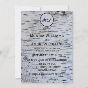 Convites Casamento Elegante de Latidos da Árvore Rústica de