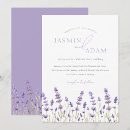 Convites Casamento Elegante de Lavanda Floral na Primavera
