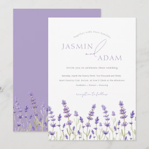 Convites Casamento Elegante de Lavanda Floral na Primavera