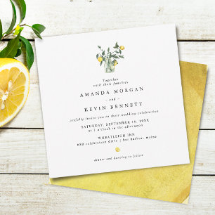 Convites Casamento Elegante de Limões Amarelos