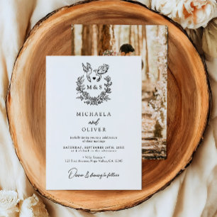 Convites Casamento Elegante De Manuscritos Botânicos Minima