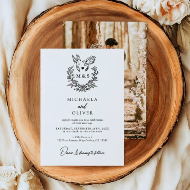 Convites Casamento Elegante De Manuscritos Botânicos Minima (Criador carregado)