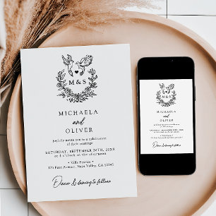 Convites Casamento Elegante De Manuscritos Botânicos Minima